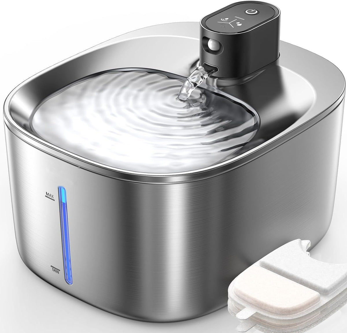 Cordless 4L stainless steel cat water fountain with motion sensor