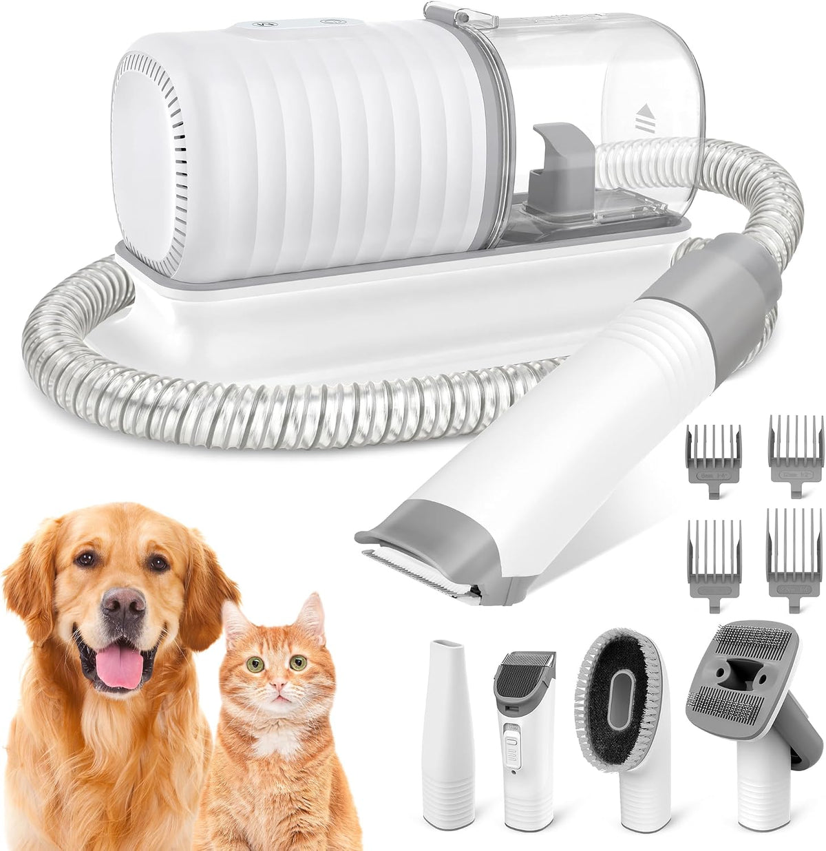4-In-1 Dog Grooming Vacuum Kit for Pet Hair Shedding & Home Cleaning
