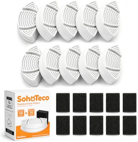 10 replacement filters and pump sponges for the stainless steel water fountain