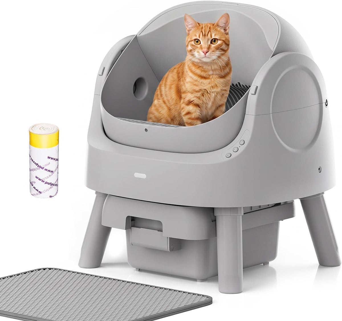 Mimfam open-top self-cleaning litter box in grey