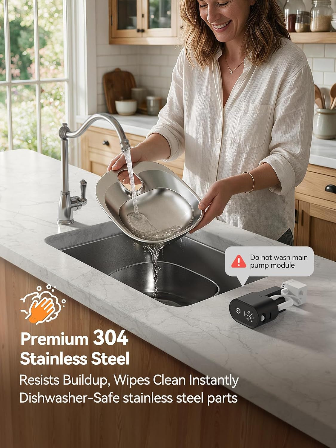 304 stainless steel tray rinsed under the tap