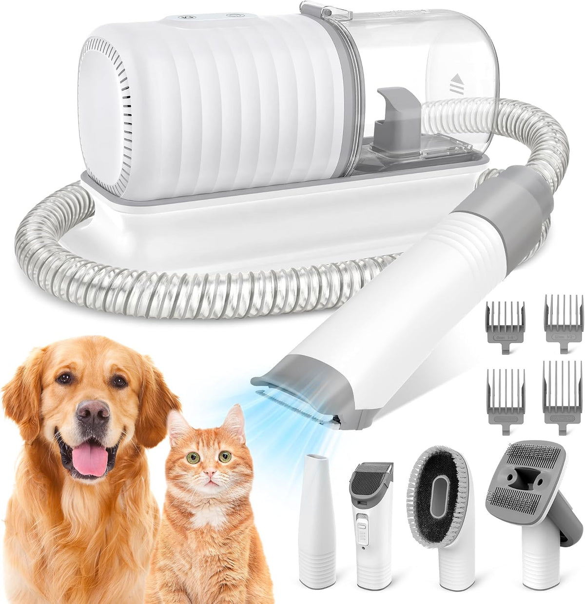 4-In-1 Dog Grooming Vacuum Kit for Pet Hair Shedding & Home Cleaning