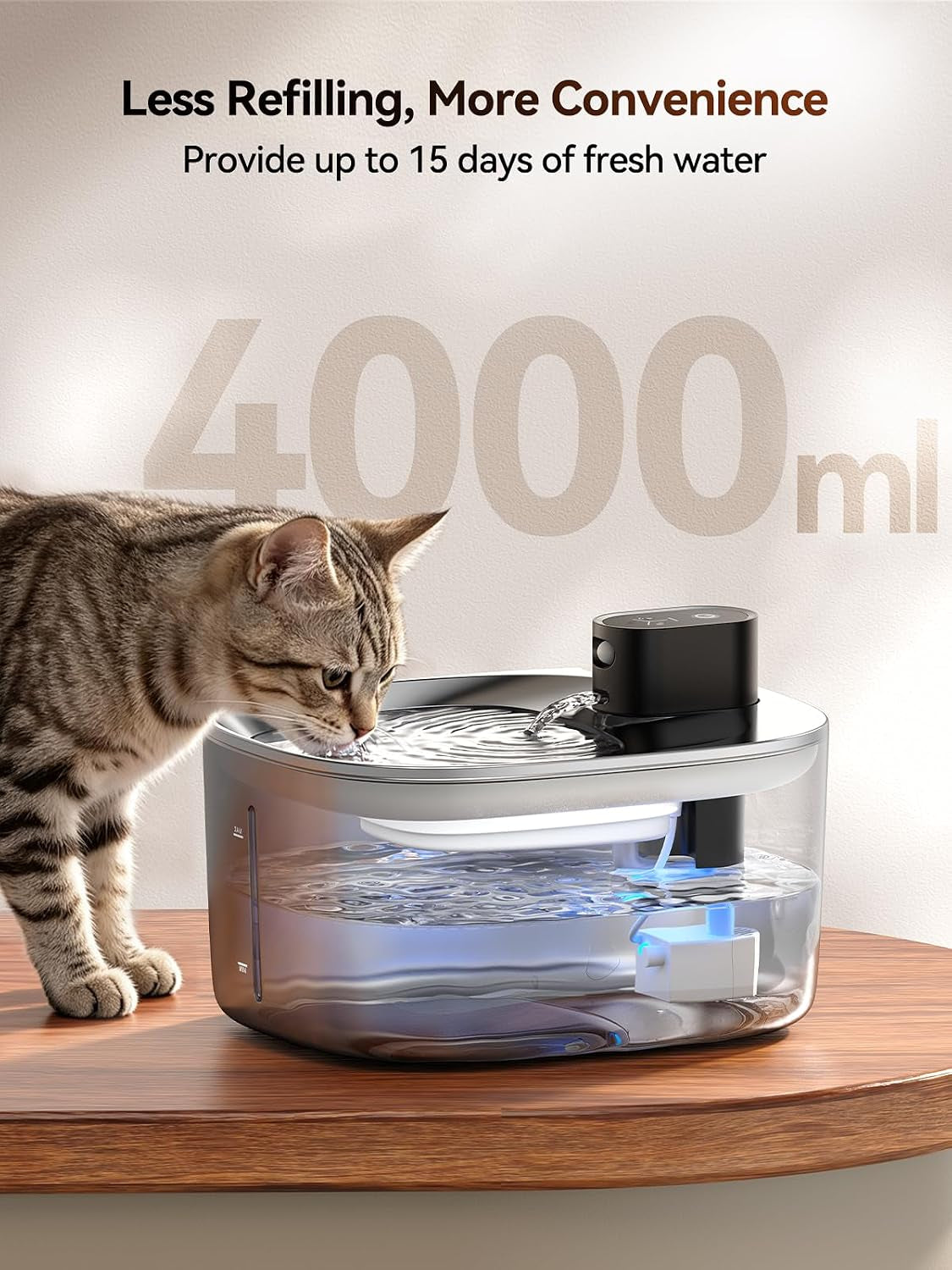 Cat drinking from the 4L fountain