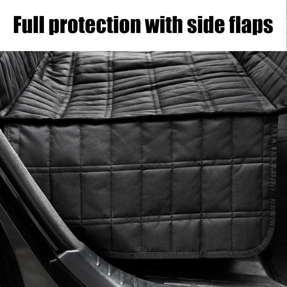 Dog Car Seat Cover for Back Seat with Side Flaps and Mesh Window, Waterproof Anti-Scratch Nonslip Dog Hammock for Cars, Trucks and Suvs, Black