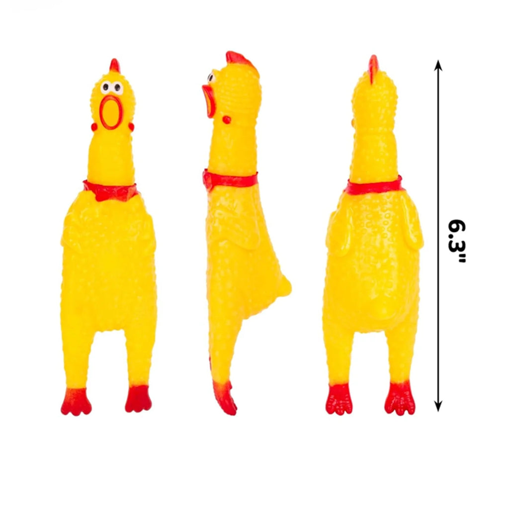 4 Pcs of Small Squeaky Shrilling Rubber Chicken Chew Toy with Playful Squeeze Sound