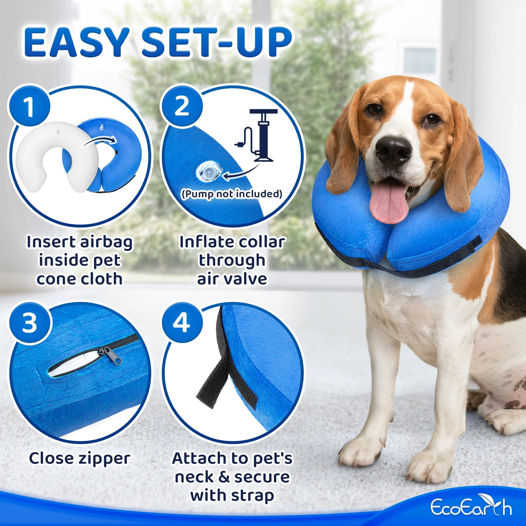 Inflatable Dog Cone (Medium), after Surgery Anti-Bite Lick Wound Soft & Comfortable Protective Collar for Cats & Dogs by