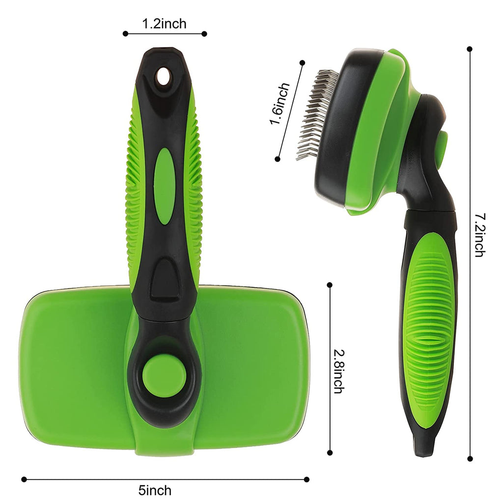 Smartlife Pet Grooming Brush Self Cleaning Slicker Brushes for Dogs and Cats Long & Thick Hair Best Pet Shedding Tool for Grooming Loose Undercoat,Tangled Knots & Matted Fur (Green)