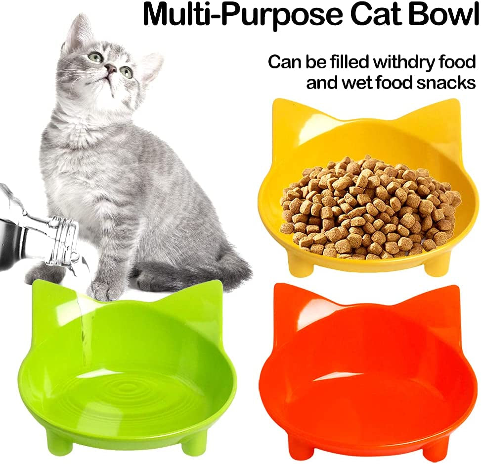 Cat Bowl Cat Food Bowls Non Slip Dog Dish Pet Food Bowls Shallow Cat Water Bowl Cat Feeding Wide Bowls to Stress Relief of Whisker Fatigue Pet Bowl of Rabbits Puppy(3 Pack)