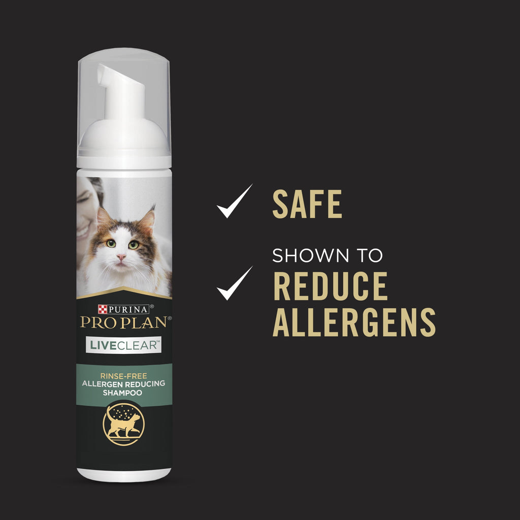 Purina  Rinse Free, Allergen Reducing Dry Shampoo for Cats, LIVECLEAR Cleansing Foam, 8.5 Oz.