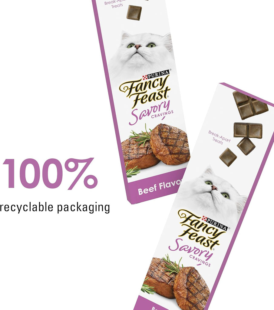 Purina  Limited Ingredient Cat Treats, Savory Cravings Beef Flavor - (10 Packs of 3) 3 Oz. Boxes