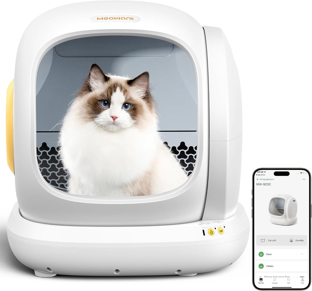 Self-Cleaning Cat Litter Box, 75L Extra Large Open Automatic Cat Litter Box for Multi Cats, Integrated Safety Protection/App Control/Odor Removal Smart Litter Box with Mat & Liner