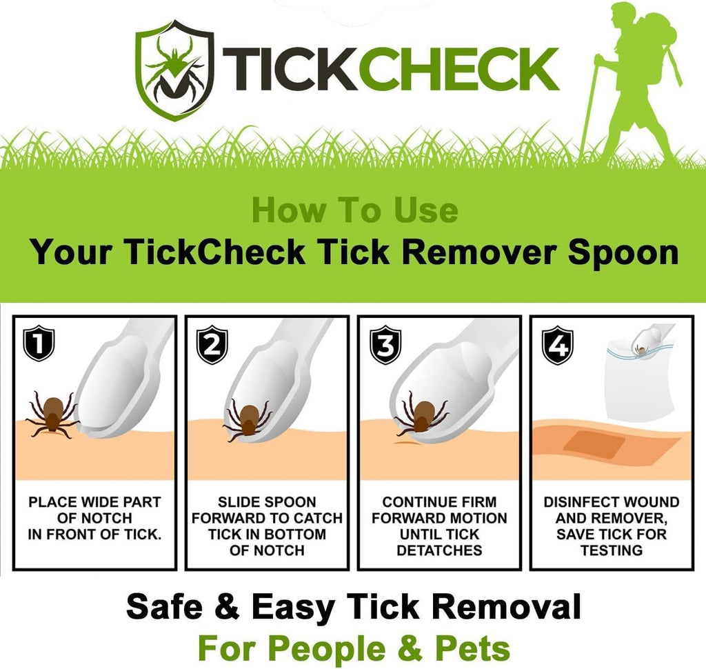 Tick Remover Spoon - 3 Pack of Lightweight Tick Remover Tools with Free Tick ID Card & Carabiner (1 Set, 3 Spoons)