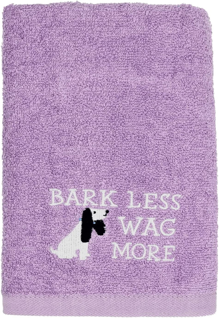 100% Cotton Dog Bath Towel Ultra Soft 450 GSM Super Absorbent Quick Drying Paw Embroidered Pattern and Lint-Free Cat, Puppy & Pet Grooming Towel | 20X40 Inches | Crocus Petal