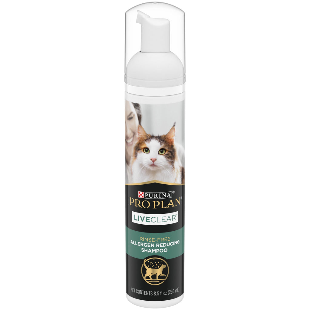 Purina  Rinse Free, Allergen Reducing Dry Shampoo for Cats, LIVECLEAR Cleansing Foam, 8.5 Oz.