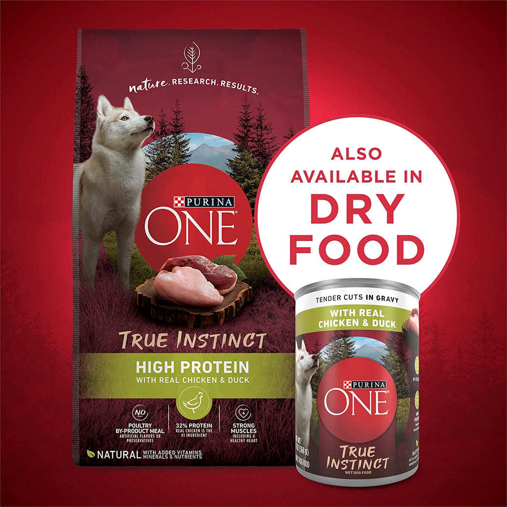 High Protein Wet Dog Food True Instinct Tender Cuts in Dog Food Gravy with Real Chicken and Duck - (Pack of 12) 13 Oz. Cans