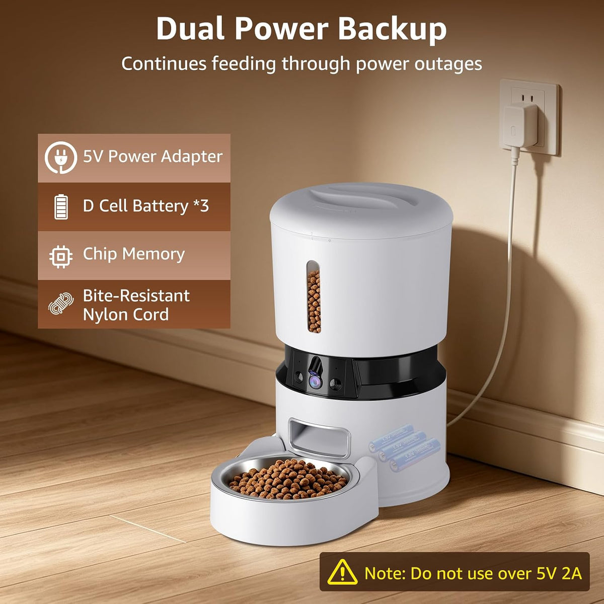 Automatic Cat Feeder with 2K Dual Cameras, 5G Wifi Smart Cat Food Dispenser with Night Vision 4MP, 2-Way Audio, App Control, 4L Auto Pet Feeder for Cats, Small Dogs & Multi-Cat Families