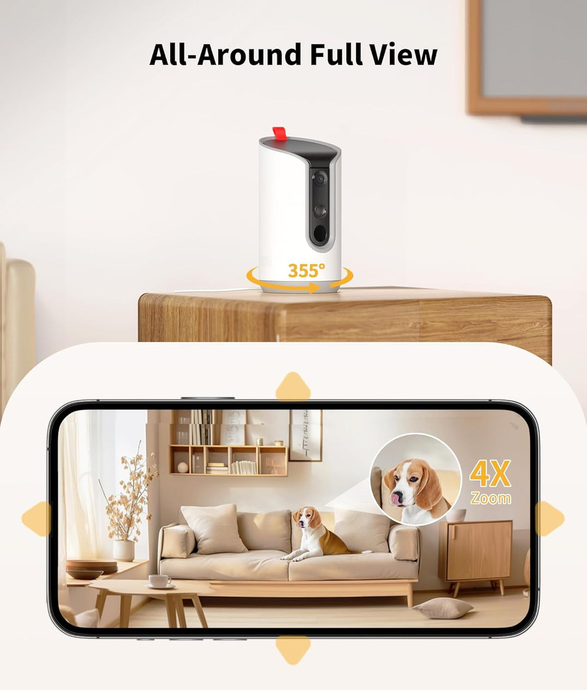 355° pan view of the living room in the app