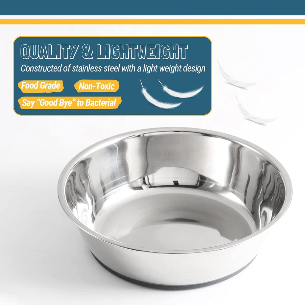 Lightweight Stainless Steel Cat Bowls - 1.8 Cup, 2 Pack