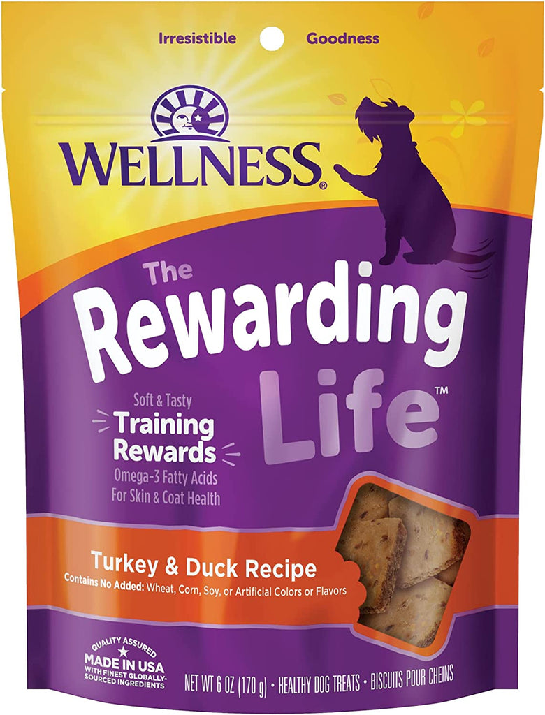 Rewarding Life Grain-Free Soft Dog Treats, Made in USA with Healthy Ingredients, Ideal for Training (Turkey & Duck Recipe, 6-Ounce Bag)