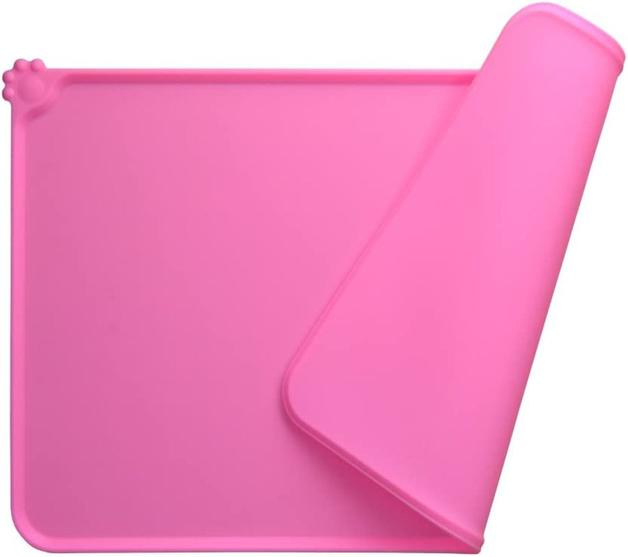 Dog Food Mat, Silicone Dog Cat Bowl Mat, Non Slip Pet Feeding Mat Waterproof Dog Placemat for Small Animals (18.5"X11.8", Pink)