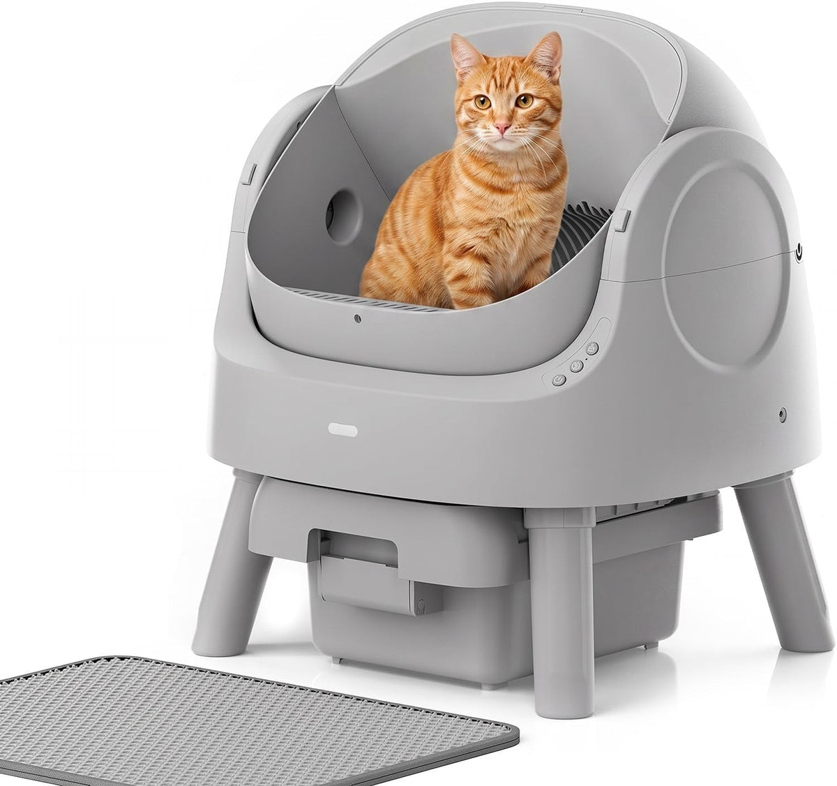Open-top self-cleaning litter box in grey