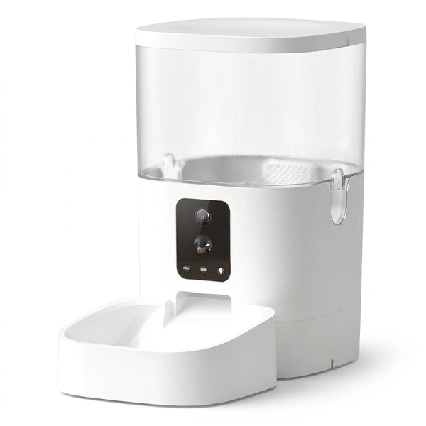 2K AI dual-camera smart pet feeder, 6L, studio photo on white