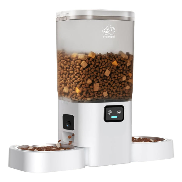 Dual-Bowl Smart Feeder with Two HD Cameras, 7L, studio photo on white